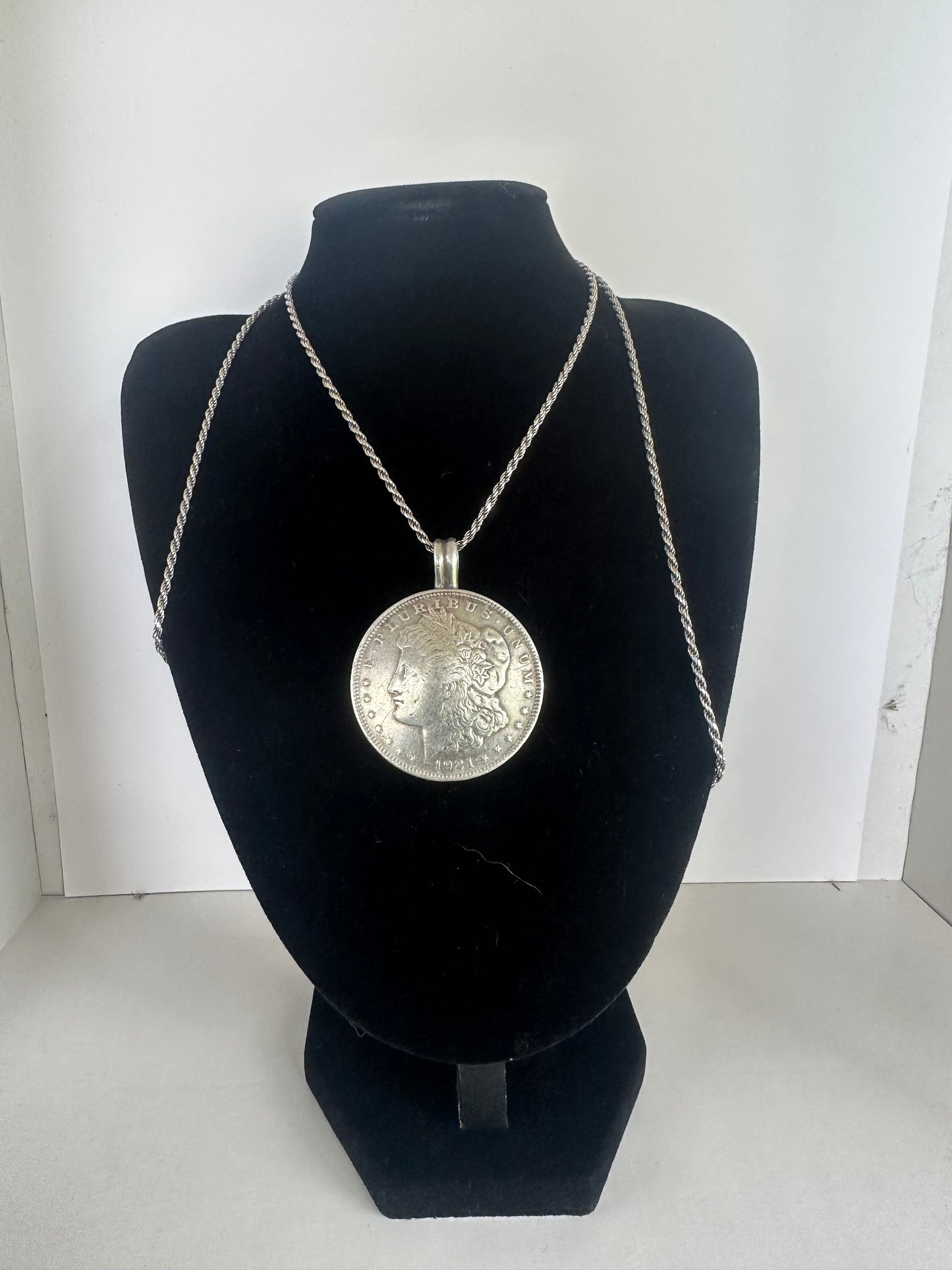 Queen Elizabeth 1921 Silver Dollar Pendant