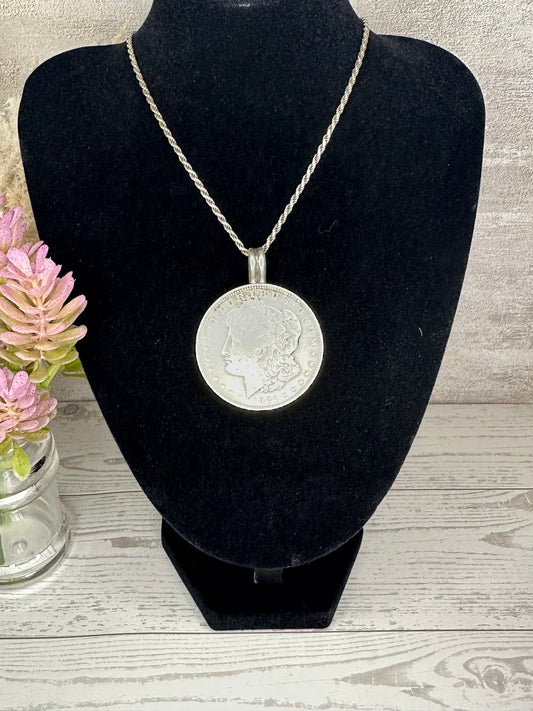 Queen Elizabeth 1921 Silver Dollar Pendant
