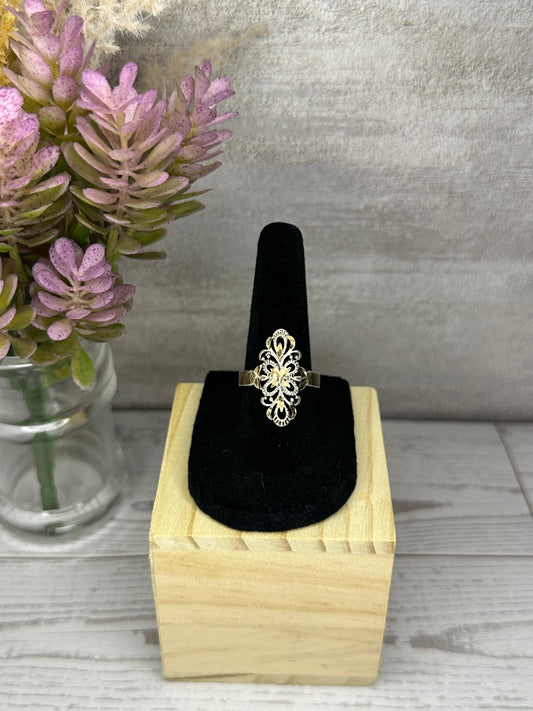 Regal Filigree: Antique-Inspired Floral Statement Ring